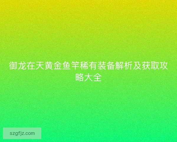 御龙在天黄金鱼竿稀有装备解析及获取攻略大全