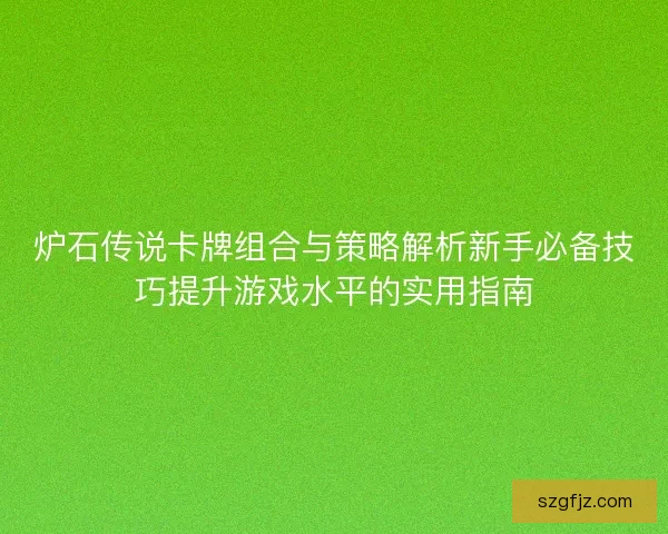 炉石传说卡牌组合与策略解析新手必备技巧提升游戏水平的实用指南