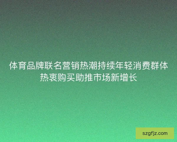 体育品牌联名营销热潮持续年轻消费群体热衷购买助推市场新增长